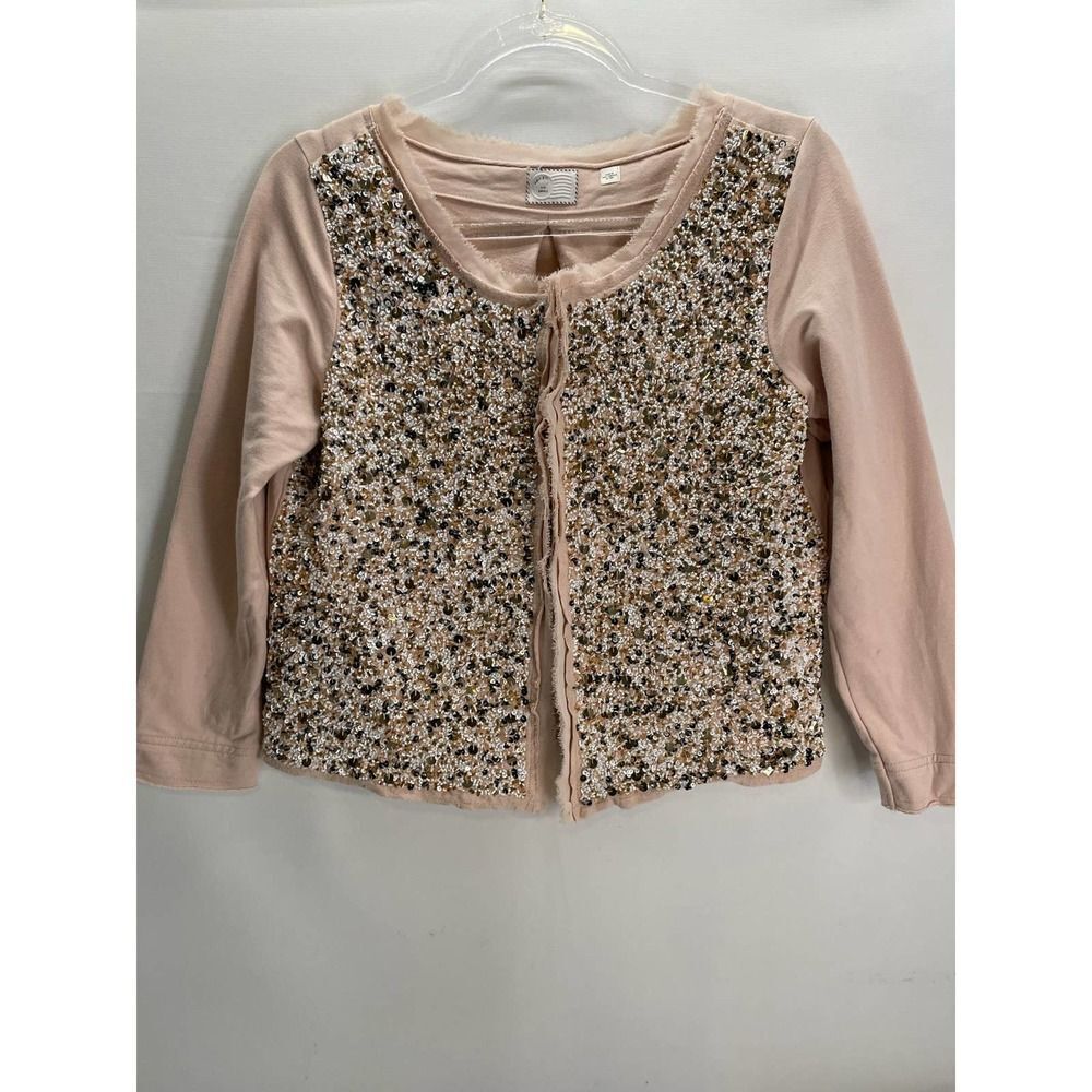 Anthropologie Postmark Paillette Sequin Embellished Cardigan Pink Women Small